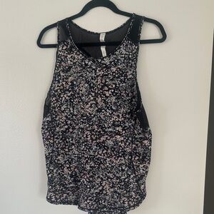 Lululemon Athletica Black and Pink Floral Tank Top